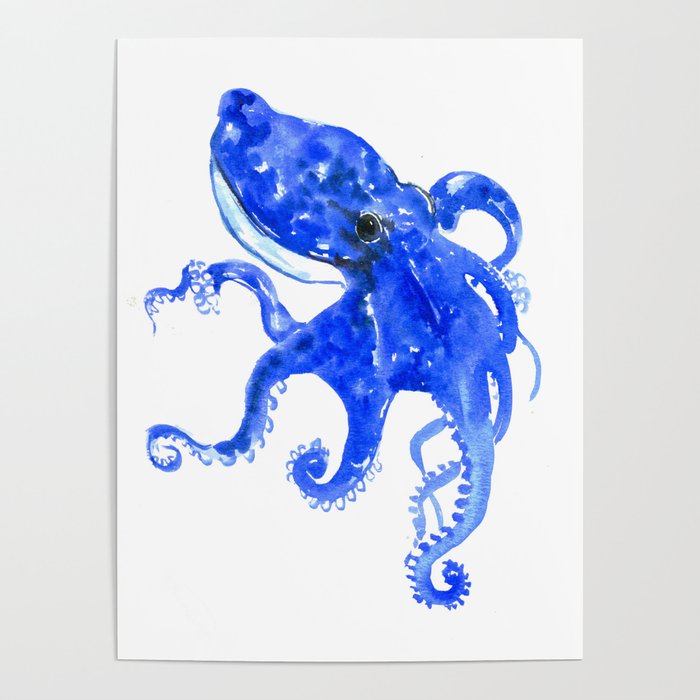 Blue Octopus Poster