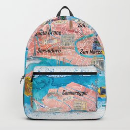 Venice Italy  Illustrated Map with Main Canals Landmarks and Highlights Backpack | Veniceoverview, Veniceguidecca, Veniceitaly, Collage, Venicemap, Veneziaitalia, Veniceisland, Veniceitmap, Venicecard, Venicecastello 
