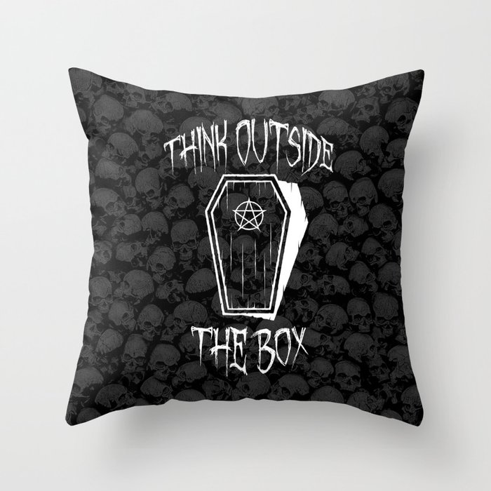 Think Outside The Box Goth Coffin Humour Throw Pillow