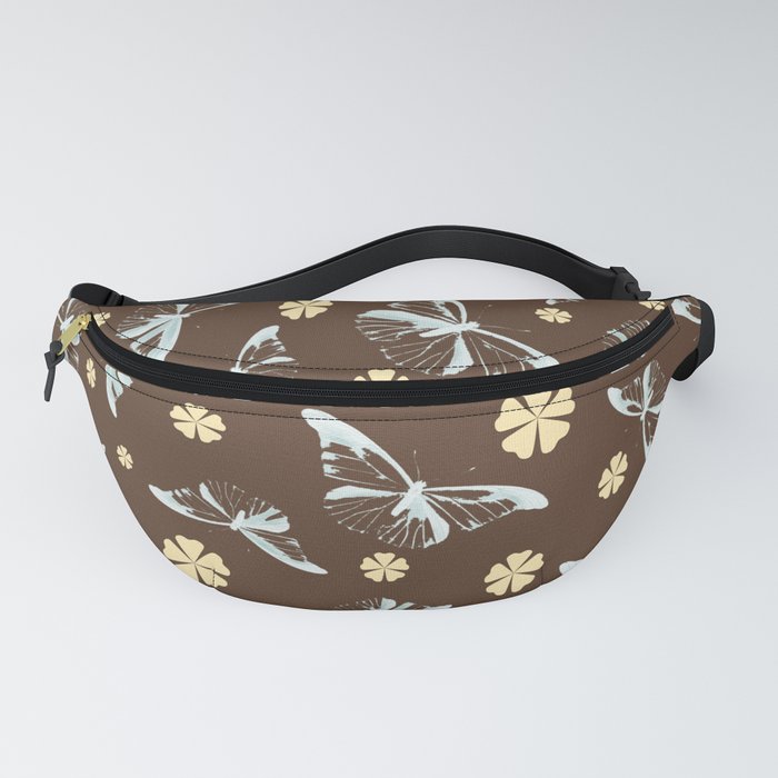 Retro Color Brown Butterfly Pattern Vintage Floral Pattern Cute Mid Century Modern Pattern Fanny Pack