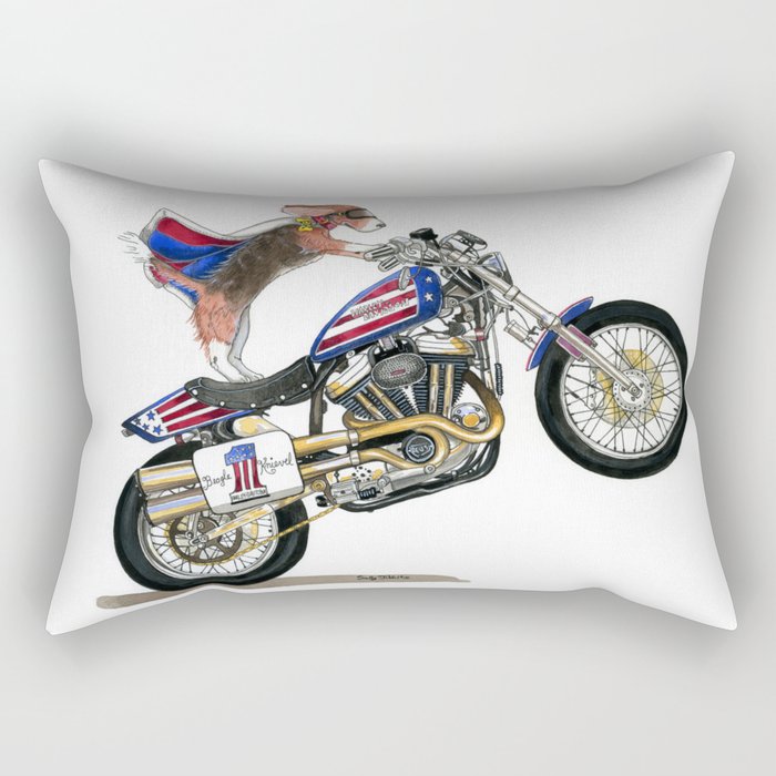 Beagle on Motorcycle Rectangular Pillow