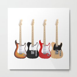 Four Electric Guitars Metal Print | Strat, Graphicdesign, Guitar, Music, Telecaster, Electric, Instrument, Rock, Stratocaster, Guitars 