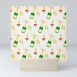 Christmas Pattern Handdrawn Champagne Wine Mini Art Print