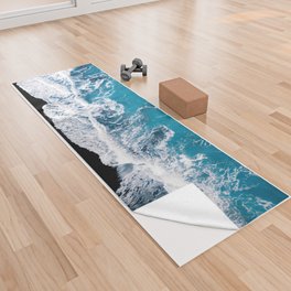 Minimalism Is Waves In Iceland  – Landscape Photography Yoga Towel