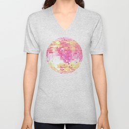 Disco Ball – Pink Ombré V Neck T Shirt