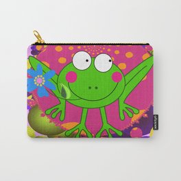 Flower Frog in a Funky Heart Carry-All Pouch