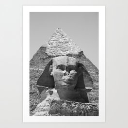 Egypt - Cairo Pyramids Great Sphinx - black & white Photography Art Print