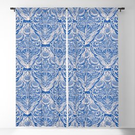 Block Print Wildflowers Pattern - Bright Blue Blackout Curtain