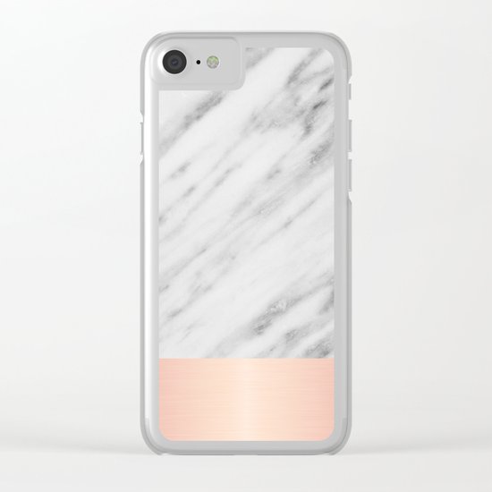 Real Italian Marble and Pink Clear iPhone Case