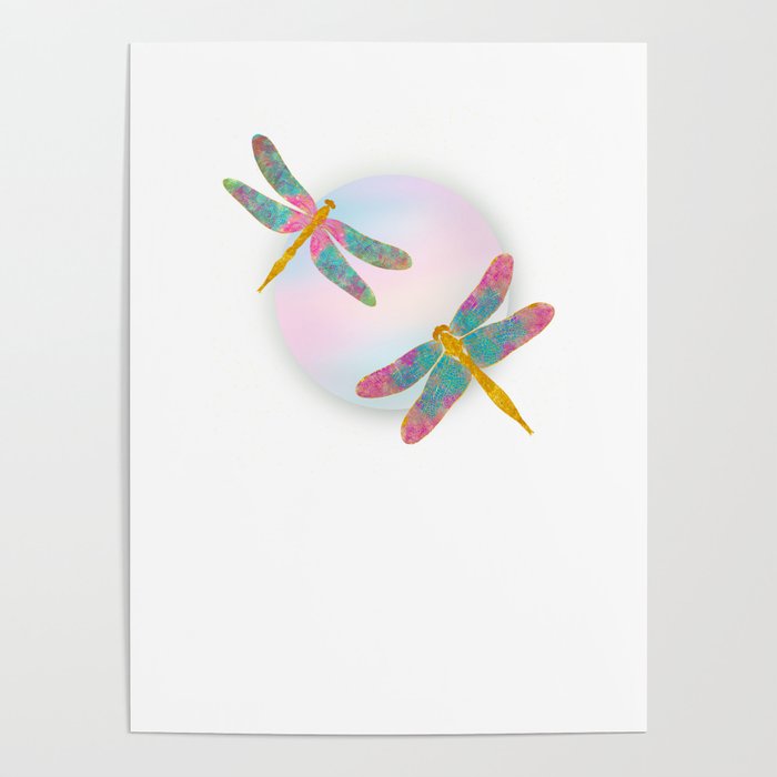 Pair of Dragon Flies Poster