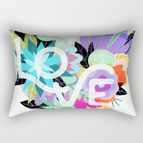 Love Blooms - Rainbow Rectangular Pillow