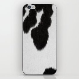 Black Cowhide, Cow Skin Print Pattern, Modern Cowhide Faux Leather iPhone Skin