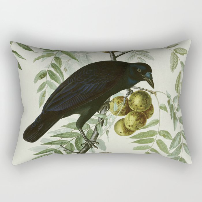 Vintage Crow Illustration Rectangular Pillow