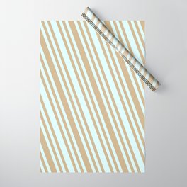 [ Thumbnail: Light Cyan & Tan Colored Striped Pattern Wrapping Paper ]