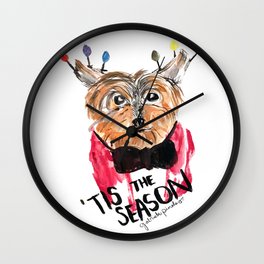 Holiday Dog, Tis the Season, Pinales Illustrated Wall Clock