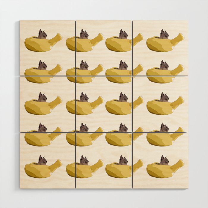 Banana Cat Wood Wall Art