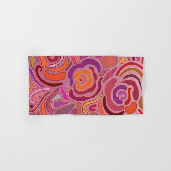 Rose fragments, pink, purple and orange Hand & Bath Towel