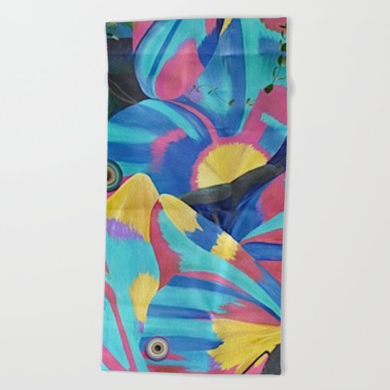 Butterfly Fish Birds Beach Towel