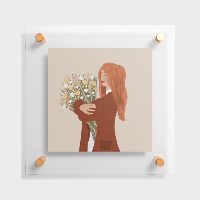 Girl Standing With a Flower Bouquet  Floating Acrylic Print