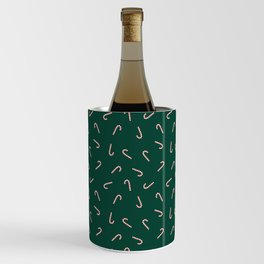 Candy Cane -  White and red on dark green Wine Chiller