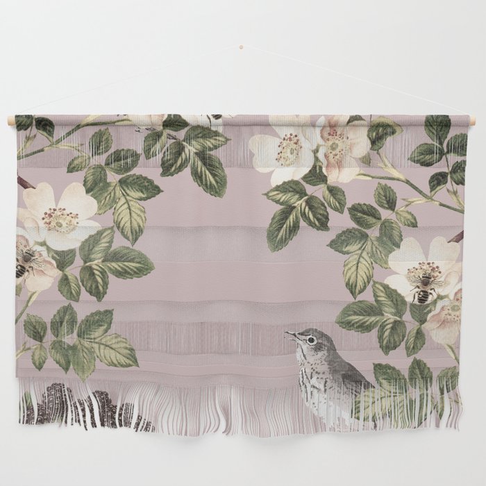 Birds and the Bees Pink Berry Wall Hanging