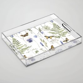 Garden Flowers and Butterflies Acrylic Tray