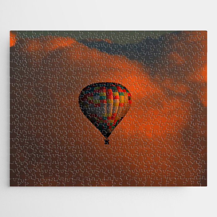 Balloon flight at sunset Jigsaw Puzzle