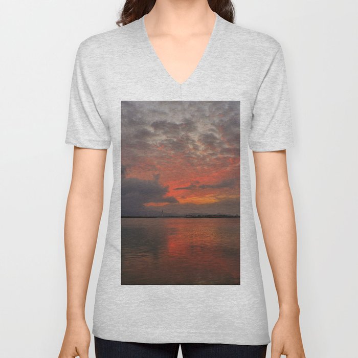 Beautiful Sunset 2 V Neck T Shirt