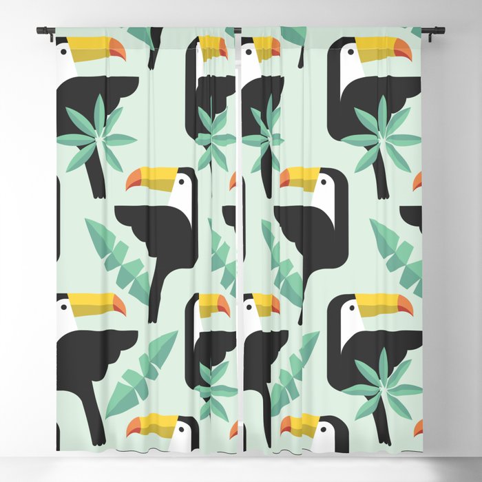 Abstract Pattern With Toucan Bird Texture Blackout Curtain By
