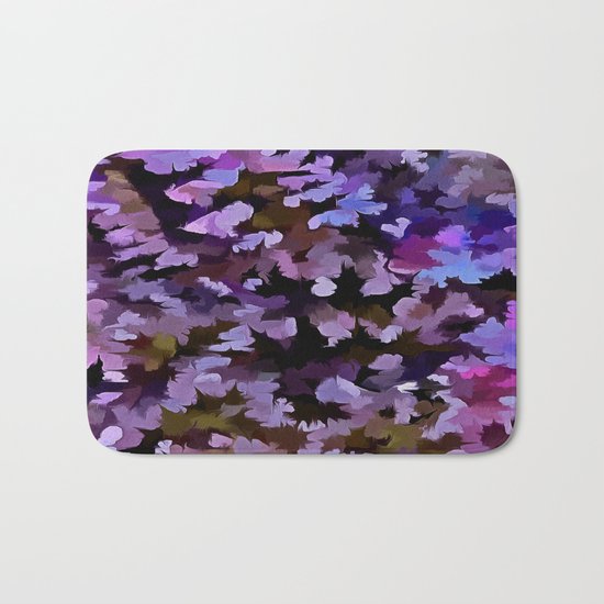 Foliage Abstract In Blue, Pink and Sienna Bath Mat