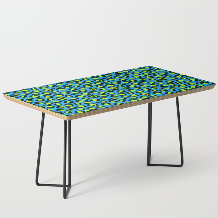Neon Blue Green Leopard Pattern Coffee Table