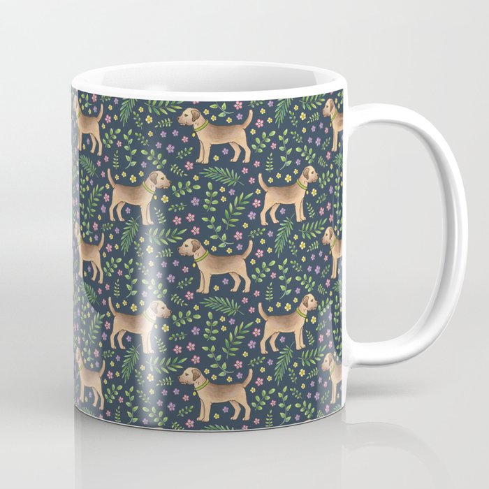 Border Terriers Spring Floral on navy - pattern Coffee Mug
