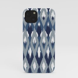 Festive, Boho Art, Geometric, Ikat Pattern, Blue iPhone Case