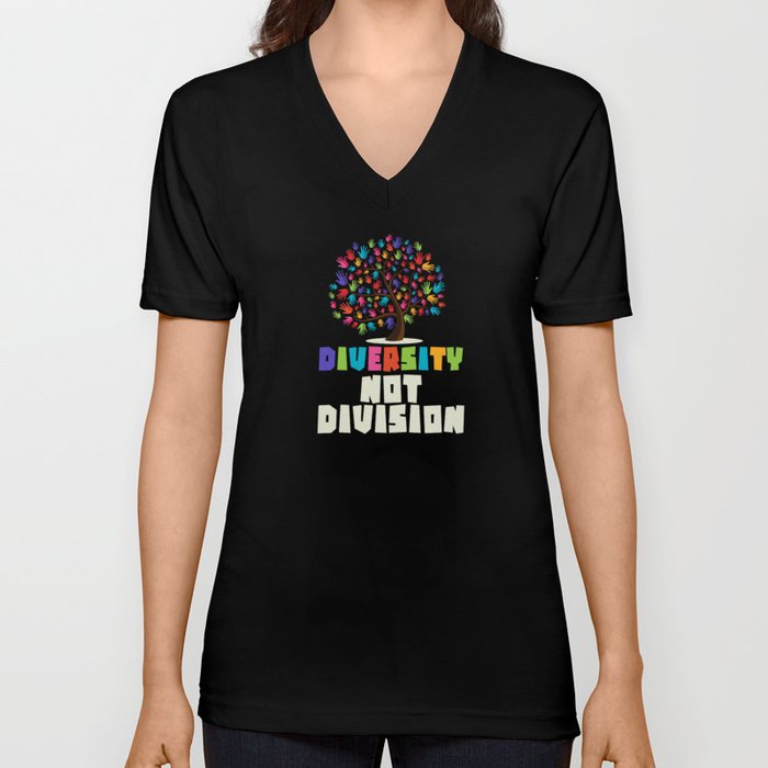 Diversity not Division Peace Love Inclusionn Human Rights V Neck T Shirt
