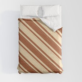 [ Thumbnail: Tan & Sienna Colored Striped Pattern Comforter ]