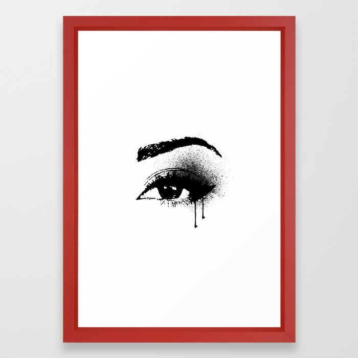 Black And White Eye Makeup With Paint Drips Framed Art Print By