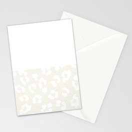 White Leopard Print Lace Horizontal Split on Cream Off-White Stationery Card