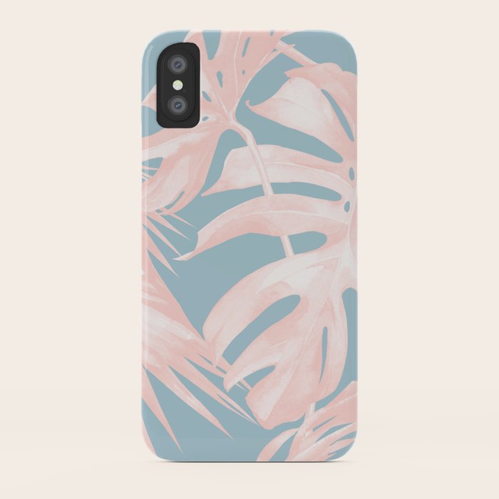 Island Love Millennial Pink On Pale Teal Blue Iphone Case