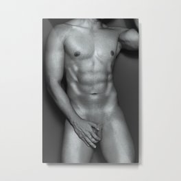 Nude male torso in black and white Metal Print