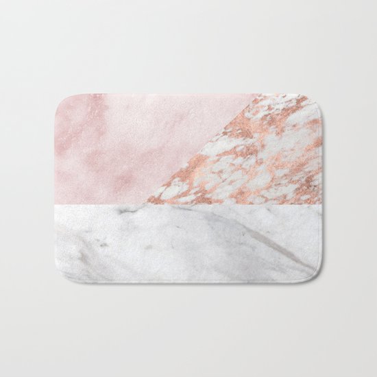 Mixed pinks rose gold marble Bath Mat