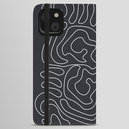 Mid Century Modern Styled Curvy Lines Pattern - Black and White iPhone Wallet Case