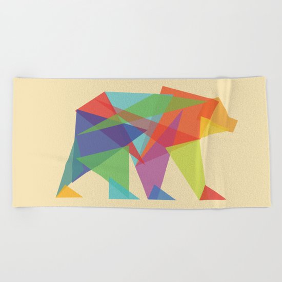Fractal Geometric bear Beach Towel