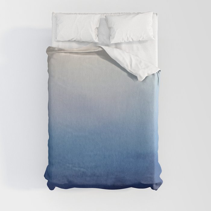 Ocean Mist - Abstract Watercolor Painting Blue and White Duvet Cover