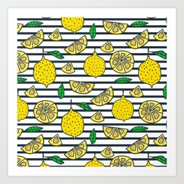 Lemon Stripes Art Print