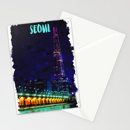 Seoul South Korea city watercolor Stationery Card