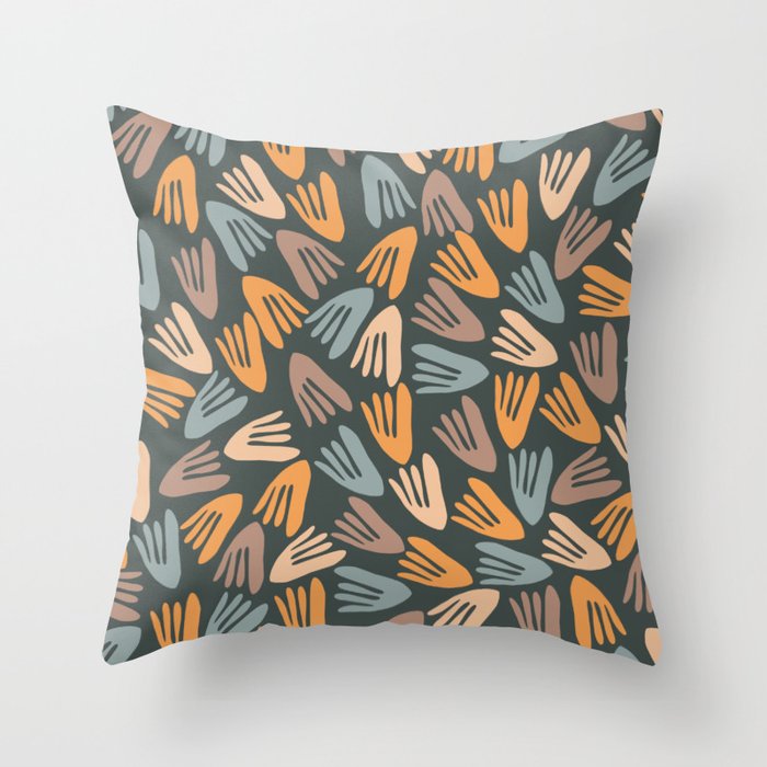 Papier Decoupe Abstract Cutout Pattern Slate Blue Orange Blush Taupe Throw Pillow by Kierkegaard Design Studio Society6