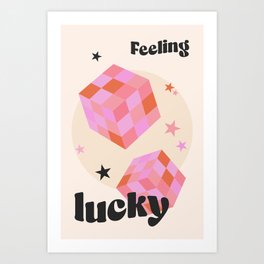 Feeling Lucky Funky Groovy Typographic Print Art Print