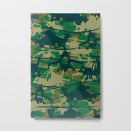 Military Camoflauge Neck Gator Green Helicopter Chopper Metal Print