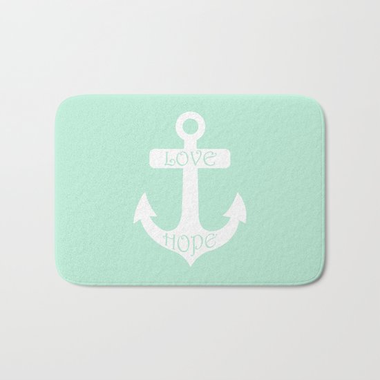 Love Hope Anchor Mint Green Bath Mat