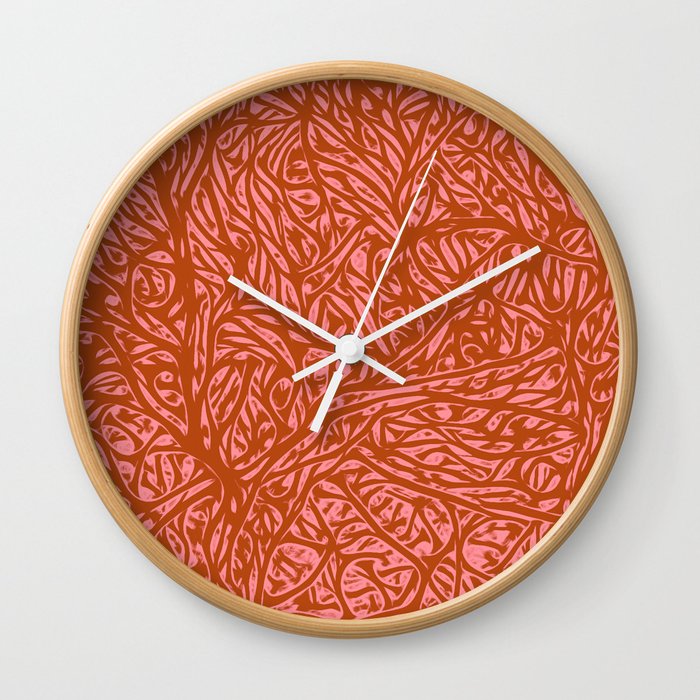Summer Orange Saffron - Burnt Orange Color Abstract Botanical Nature Wall Clock